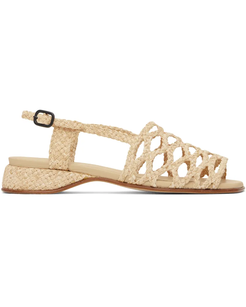 HEREU Beige Alzira Raffia Sandals Natural