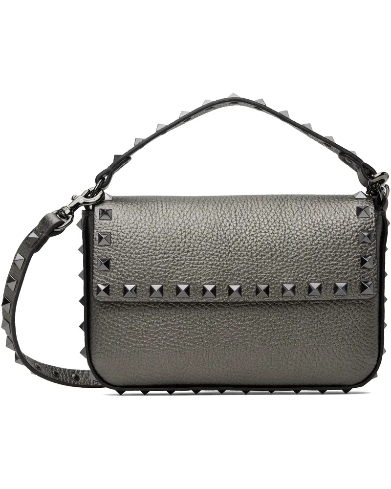 Valentino Garavani Gunmetal Mini Calf Leather Studs Bag 113