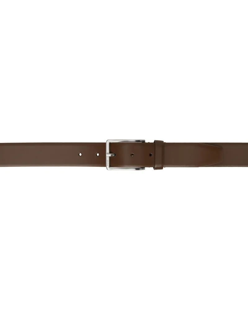 HUGO BOSS Brown Engraved-Logo Buckle Leather Belt 210-medium