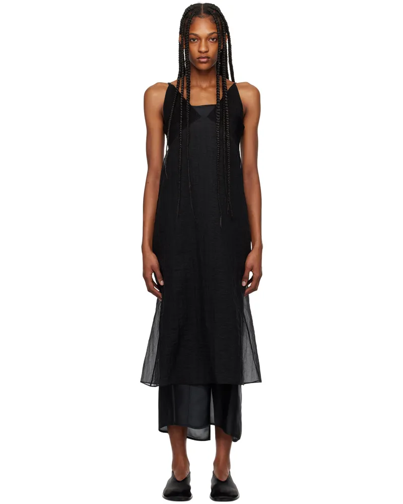 RECTO Black Semi-Sheer Midi Dress Black