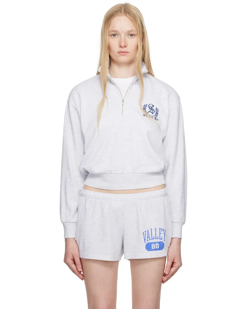 SKIMS Gray Lightweight Fleece Shrunken Quarter Zip Sweatshirt Light