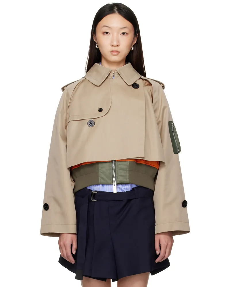 Sacai Beige Cotton Gabardine x Nylon Twill Jacket 651