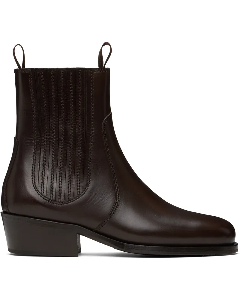 Christophe Lemaire Brown Vegetable-Tanned Chelsea Boots Br521