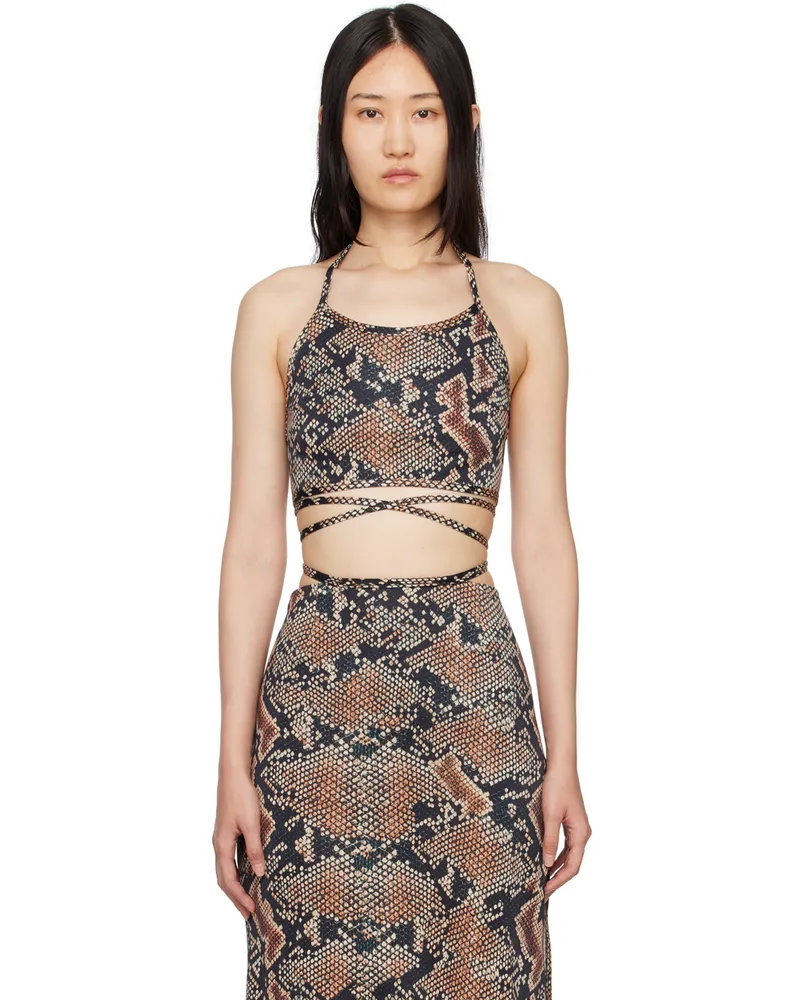 ATLEIN Black Snake Print Tank Top C0924