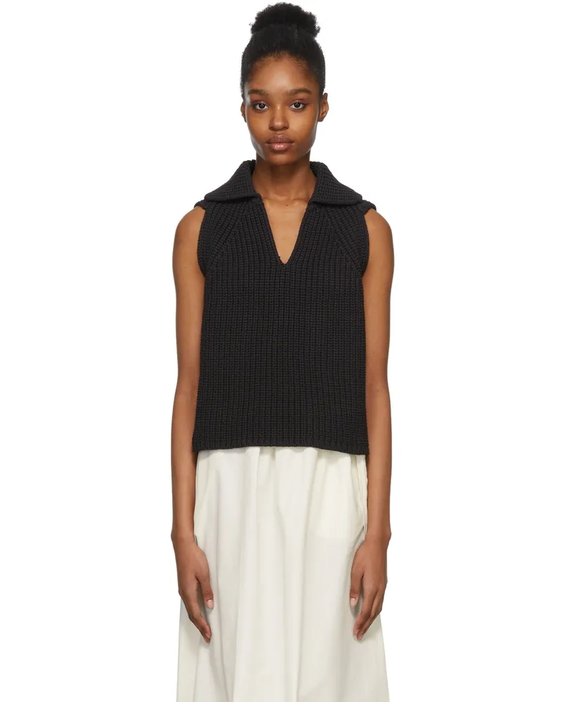 DEVEAUX Black Knit Aubrey Vest Black