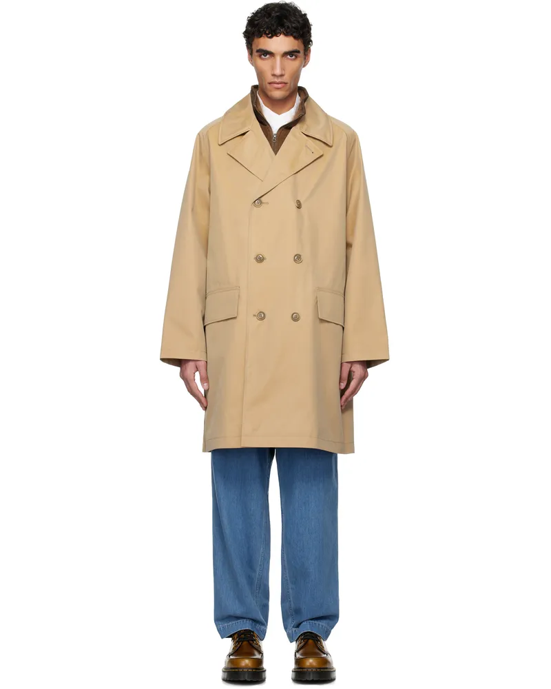 nanamica Beige 2L Cotton GORE-TEX Double Breasted Coat Beige