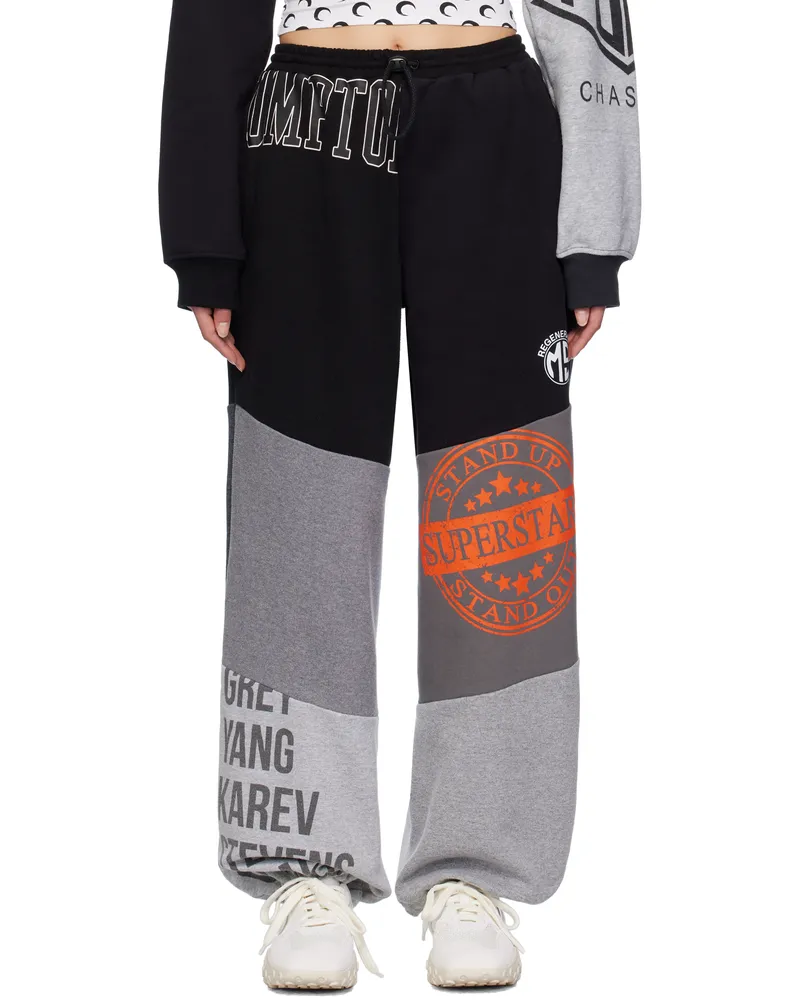 Marine Serre Black Upcycled Graphic Sweatpants Gr95