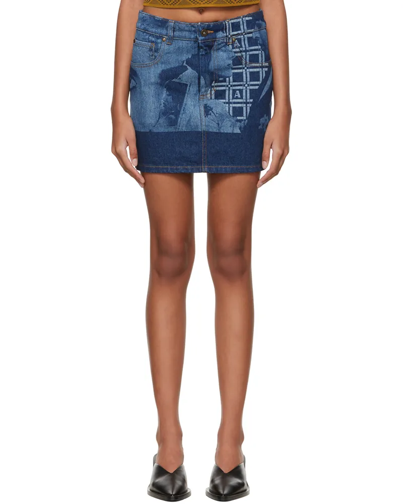 AHLUWALIA Indigo Eyes On You Short Skirt Dark