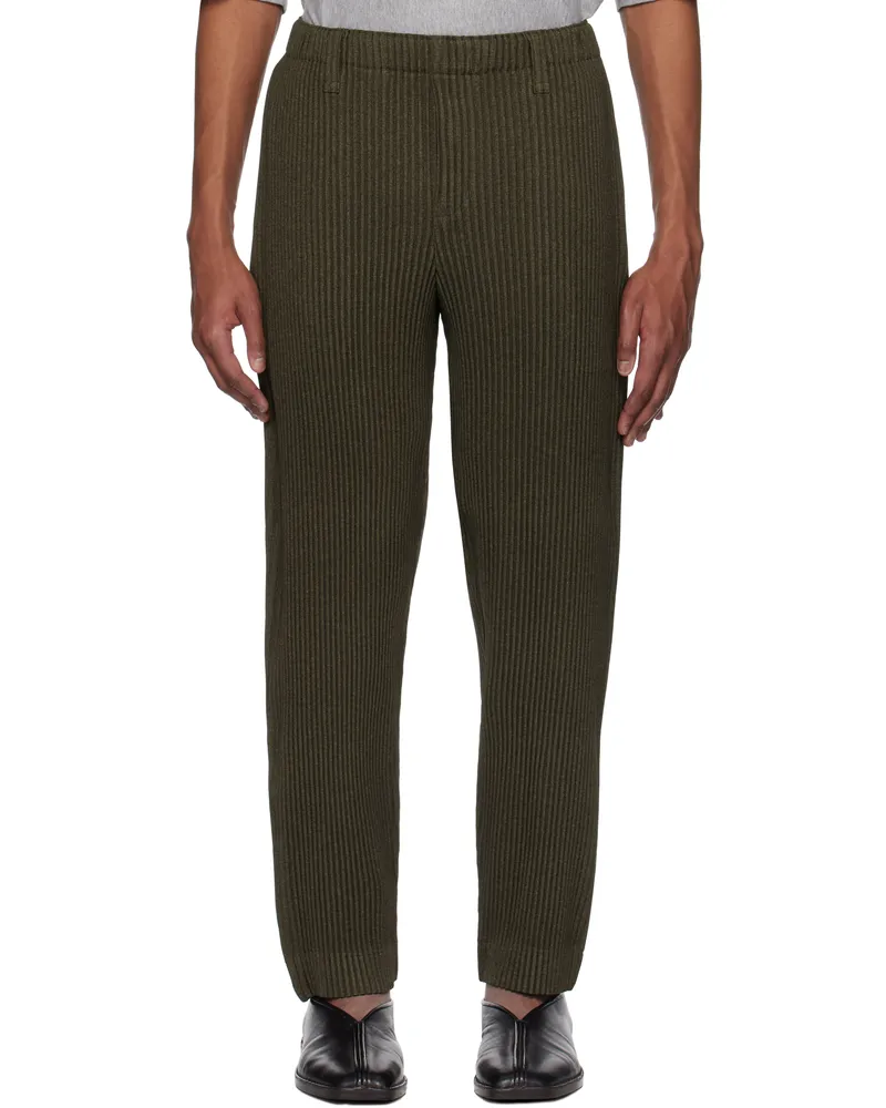 Issey Miyake Khaki Wool Like Light Trousers 65-khaki