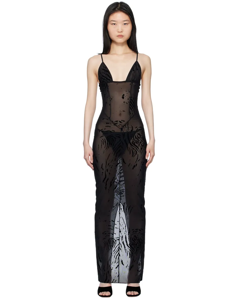 Poster Girl Black Hun Zebra Print Maxi Dress Black