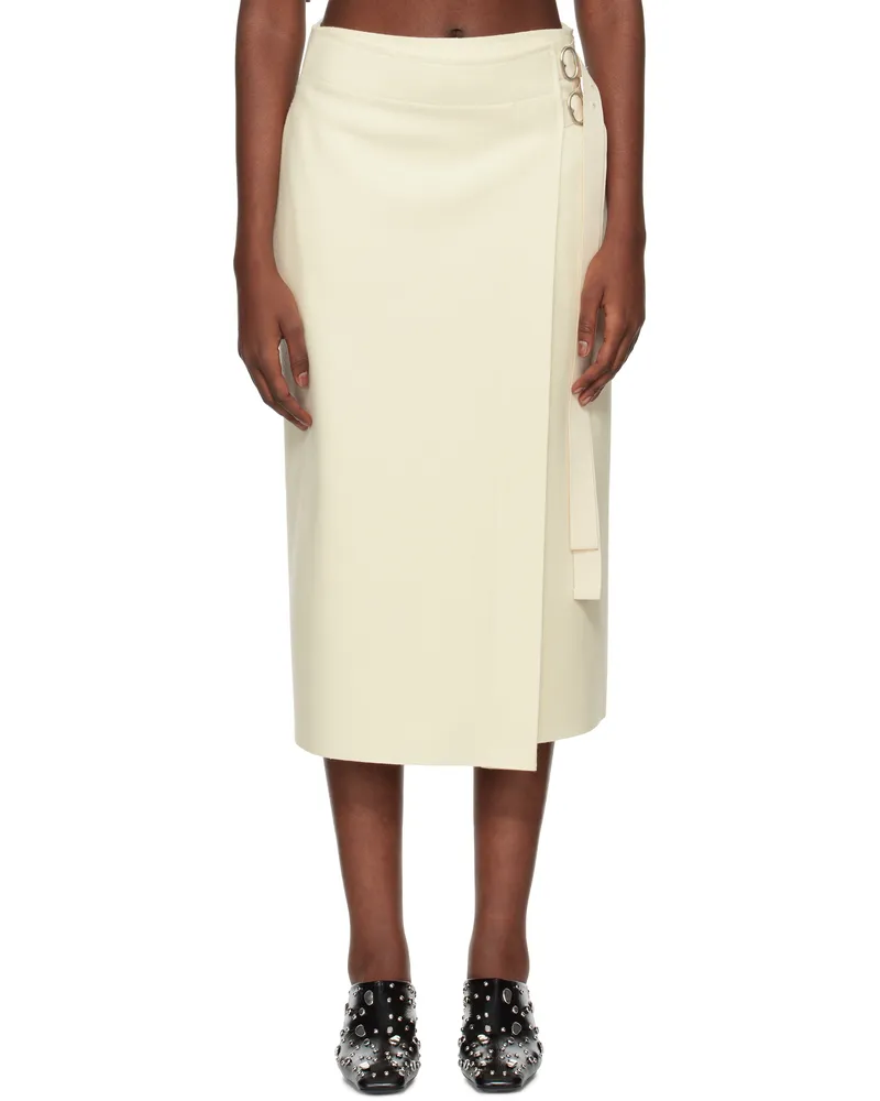 Jil Sander Off-White Double Face Compact Wool Midi Skirt 105