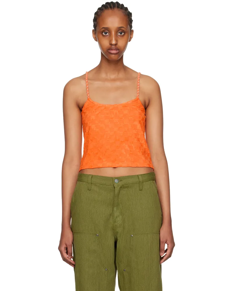 Brain Dead Orange Burnout Tank Top Orange