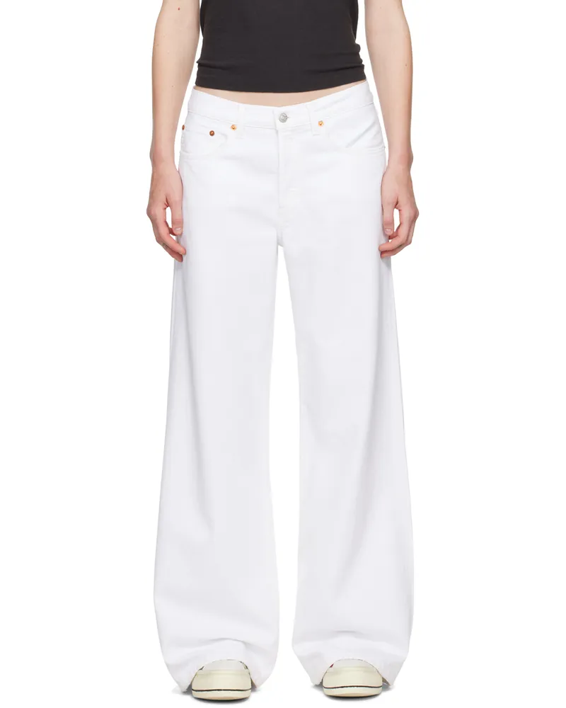 RE/DONE White Mid Rise Palazzo Jeans White