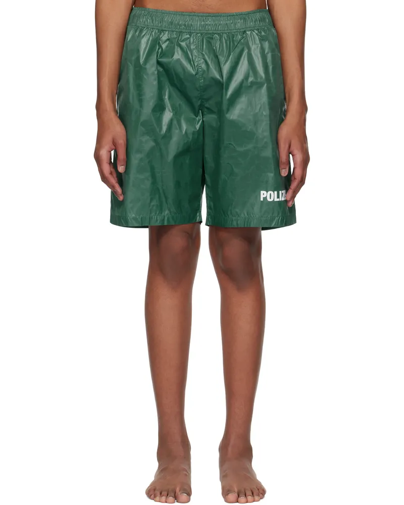 VETEMENTS Green 'Polizei' Swim Shorts Green