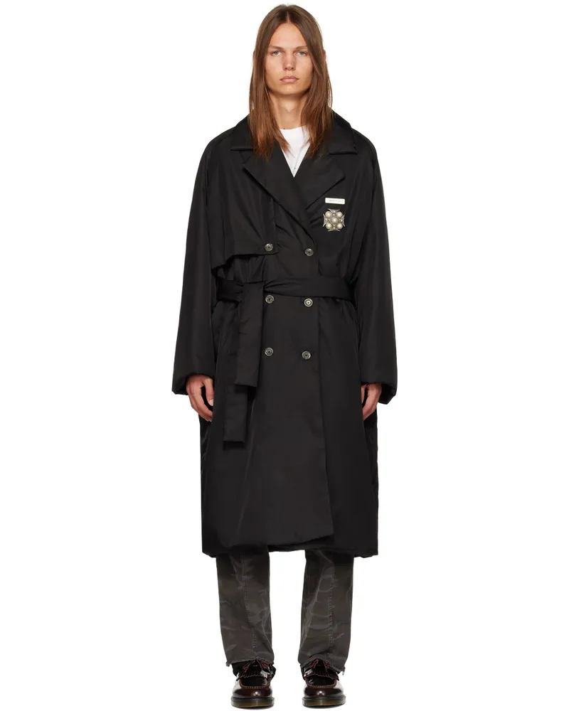 Song For The Mute Black Padded Trench Coat Black