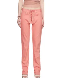 Ludovic de Saint Sernin Pink Lace-Up Jeans Pink