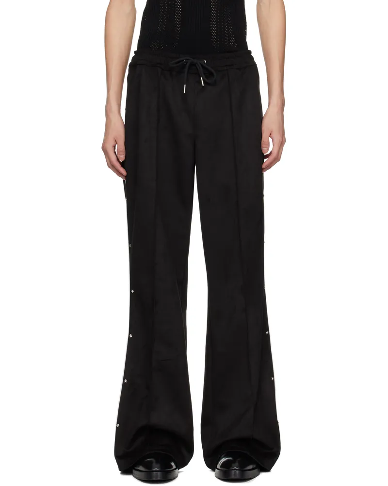 MISBHV Black Star Faux-Suede Track Pants Black