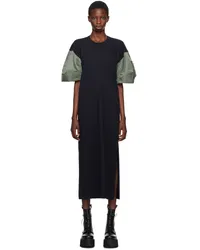 Sacai Navy & Khaki T-Shirt Midi Dress Navy*b