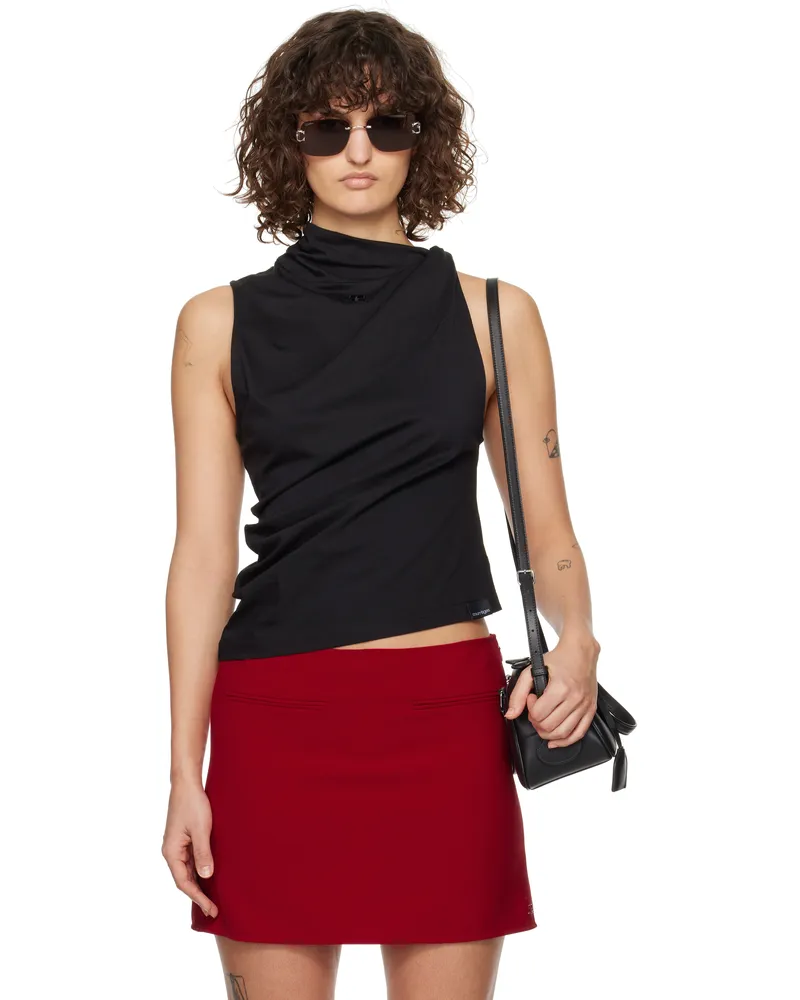 Courrèges Black Draped Jersey Tank Top 9999
