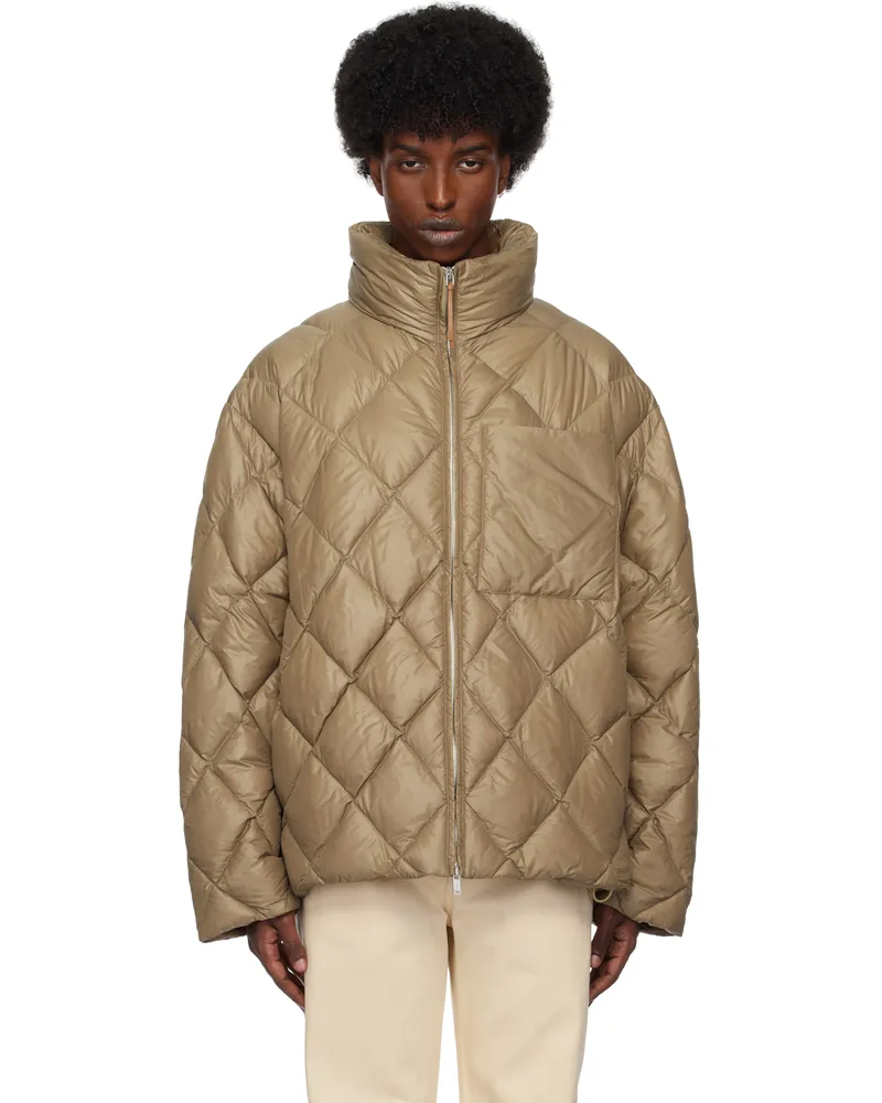 Jil Sander Brown Quilted Down Jacket 218