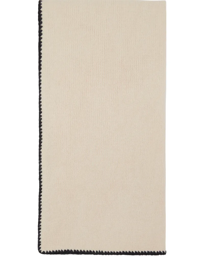 Totême Off-White Embroidered Wool Cashmere Scarf 007