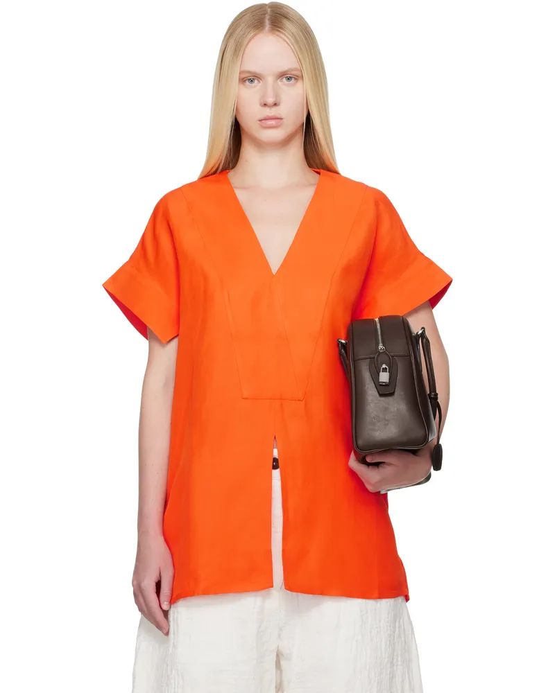 Studio Nicholson Orange Circe Linen Top Clementine