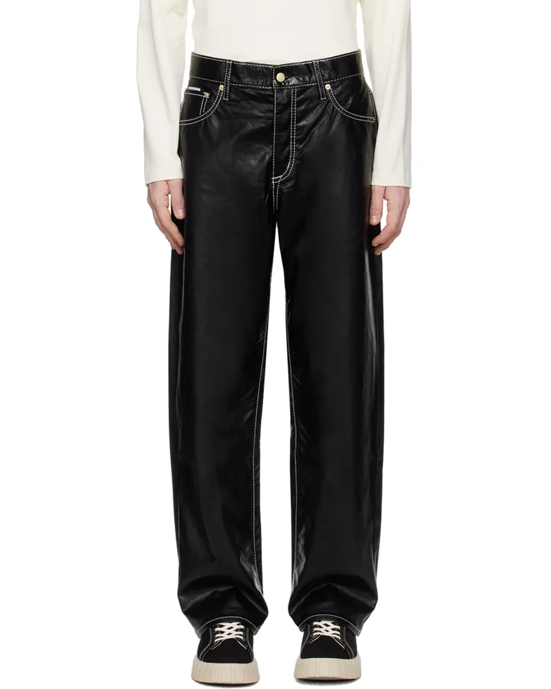 Eytys Black Benz Faux-Leather Trousers Vegan