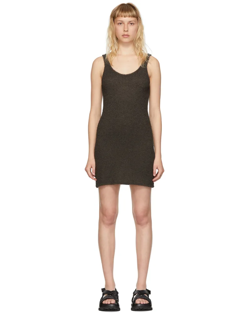 AMOMENTO Taupe Nylon Mini Dress Brown