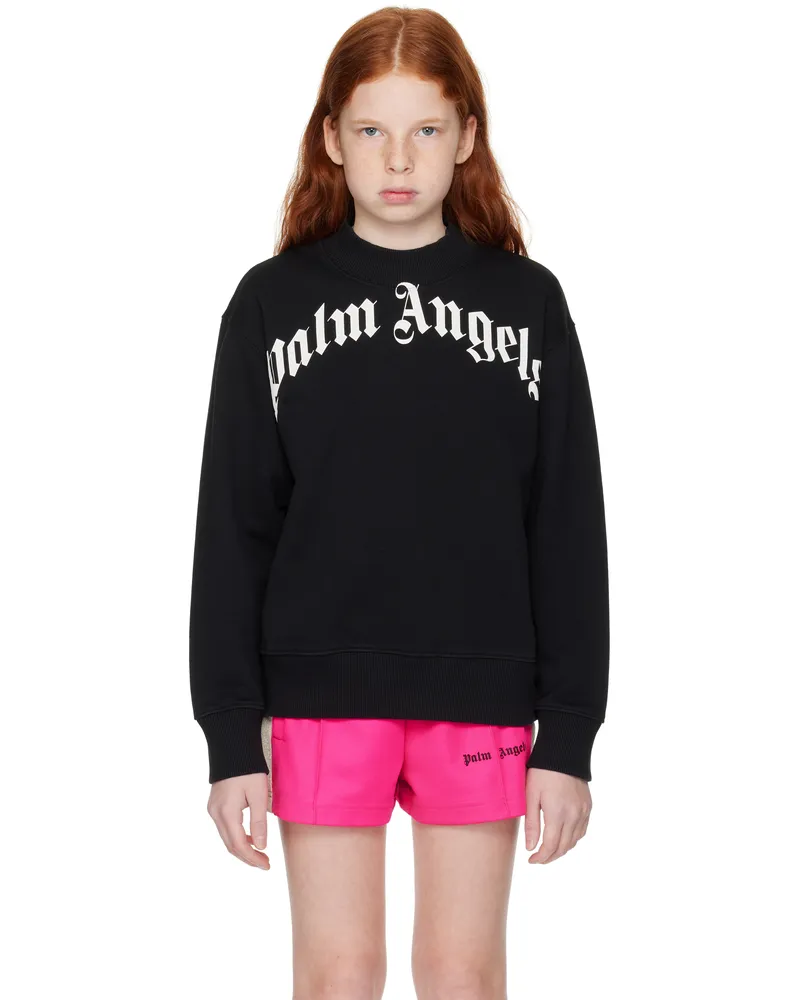 Palm Angels Kids Black Classic Curved Logo Sweatshirt Black