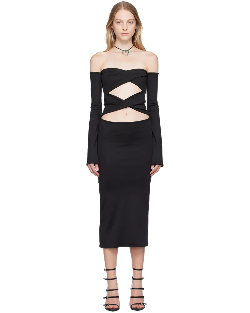 Lado Bokuchava Black Bandage Midi Dress Black