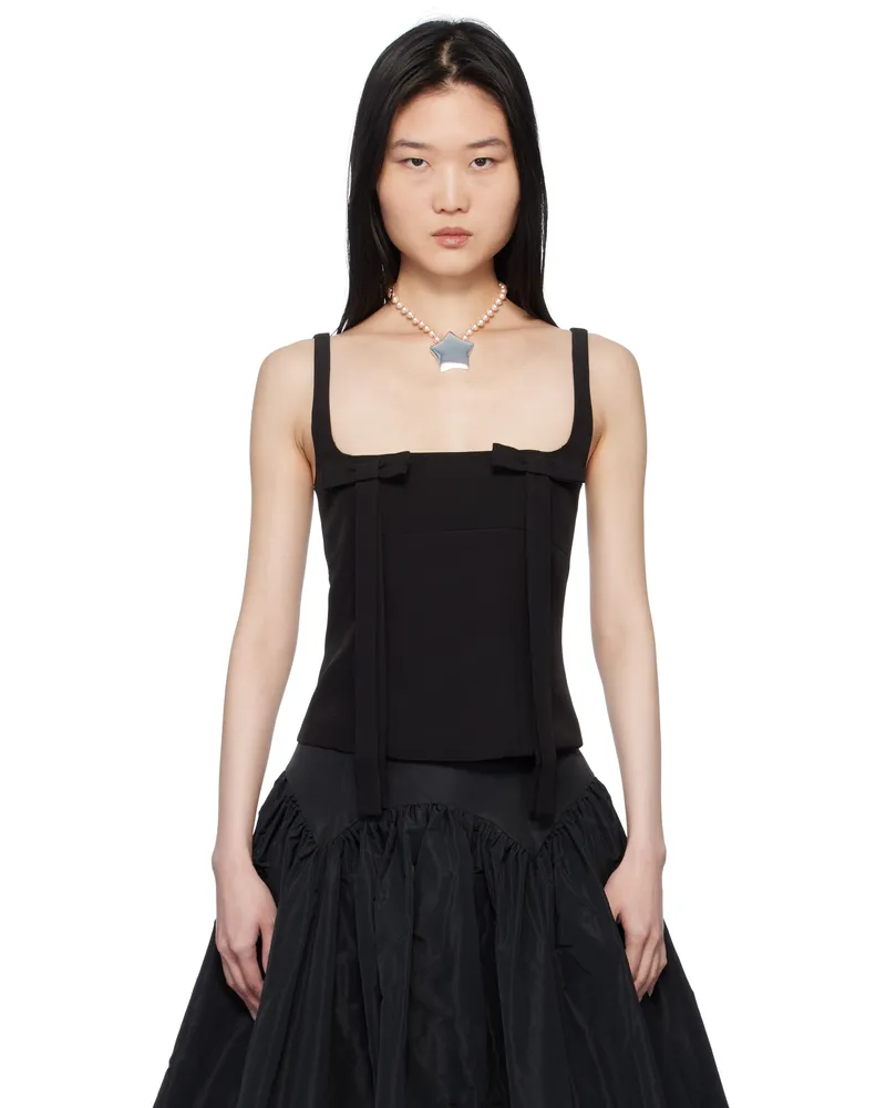 Sandy Liang Black Teacup Tank Top Black