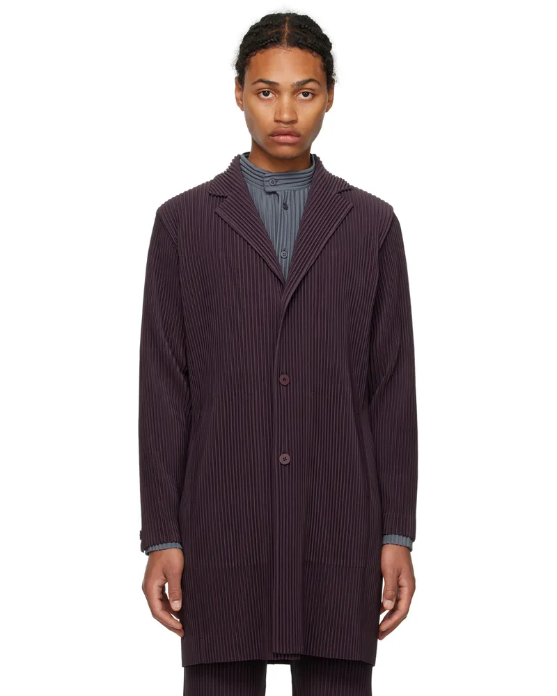 Issey Miyake Purple Single-Breasted Coat 47-burnt