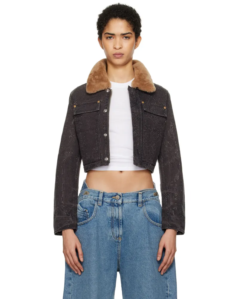 Alexander Wang Gray Workwear Shrunken Trucker Jacket Saloon