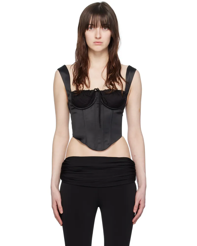 GUIZIO Black Square Neck Tank Top Black