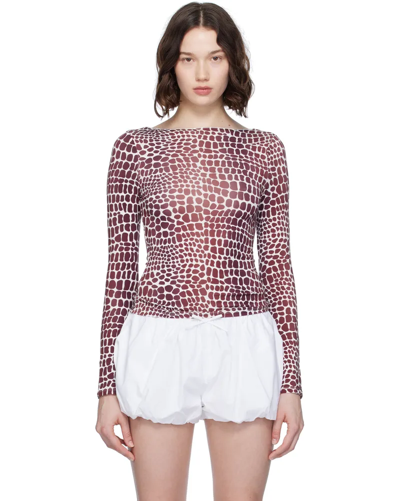 Miaou White & Burgundy Amelia T-shirt Lizard