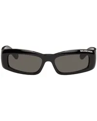 Balenciaga Black Rectangular Cat-Eye Sunglasses Black-black-grey