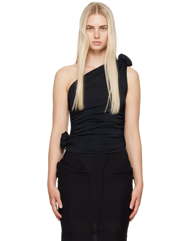 Magda Butrym Black One Shoulder Tank Top Black