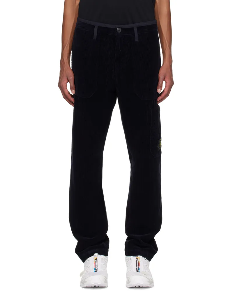 Stone Island Navy Corduroy 800 Trousers V0020