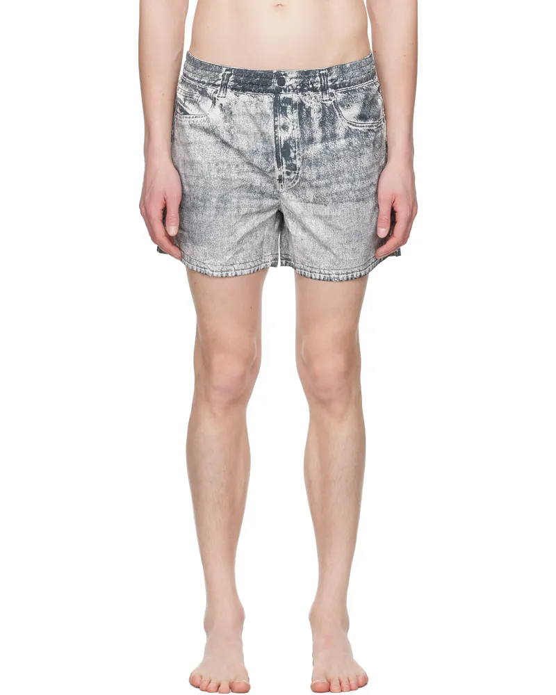 Diesel Gray & White Ken-37 Dnm Swim Shorts E6863