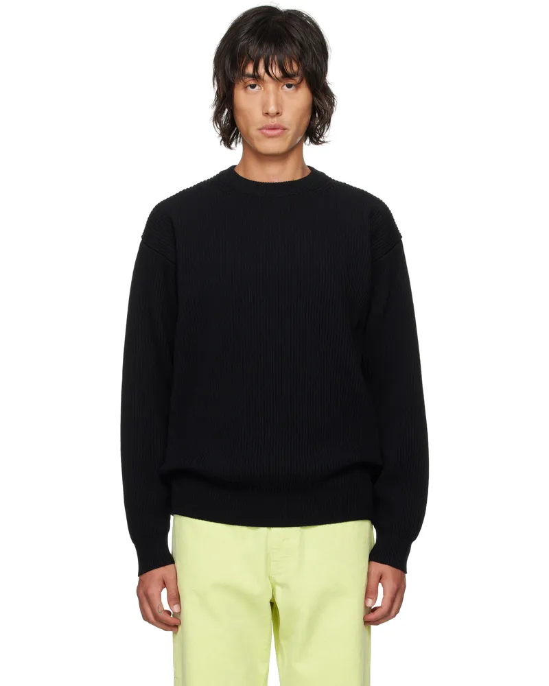 AURALEE Black Super Fine Wool Sweater Black