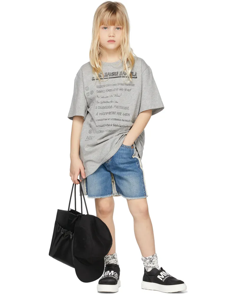 Maison Margiela Kids Blue & Grey Denim & Cotton Shorts M6c04