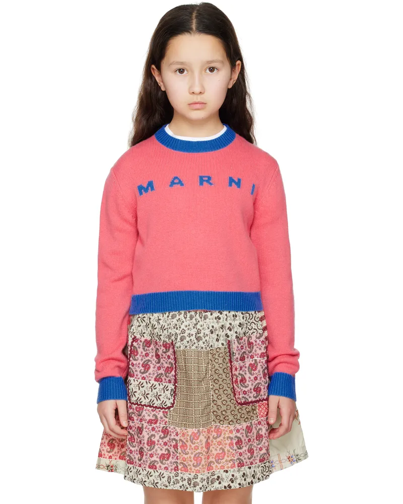 Marni Kids Orange Colorblock Wool & Cashmere Sweater 0m346