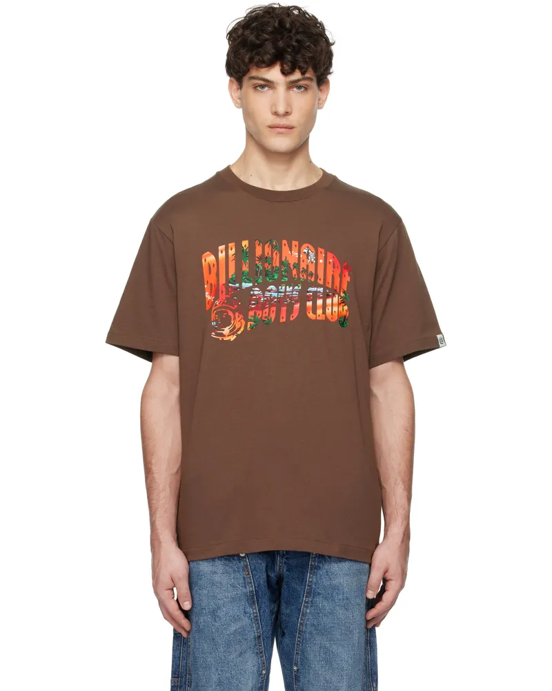 Billionaire Boys Club Brown Tropical Island Fill Arch Logo T-shirt Brown