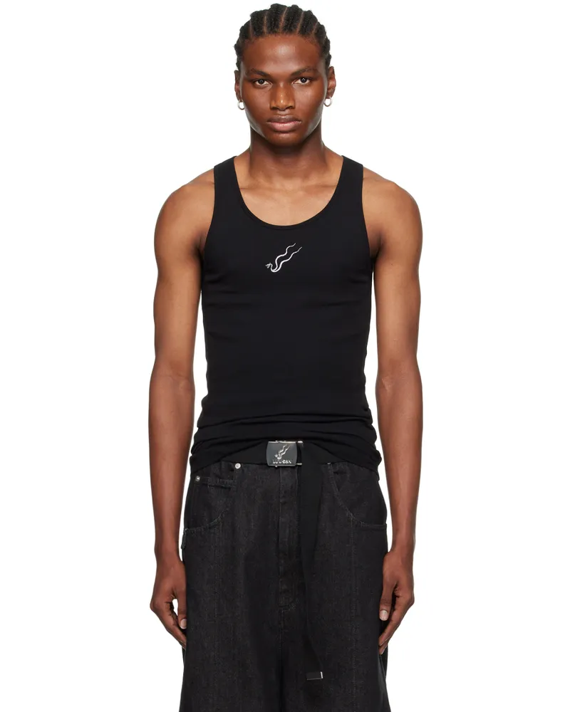 LU'U DAN Black Embroidered Tank Top Black