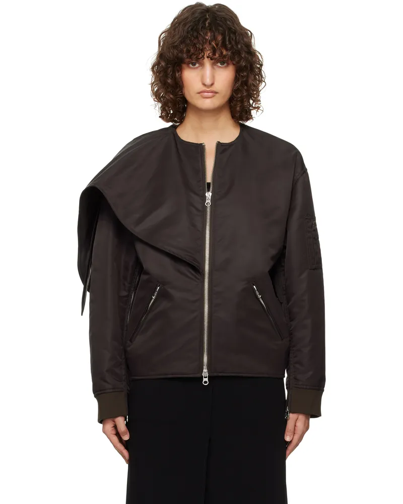 Courrèges Brown Bow Collar Bomber Jacket 1983