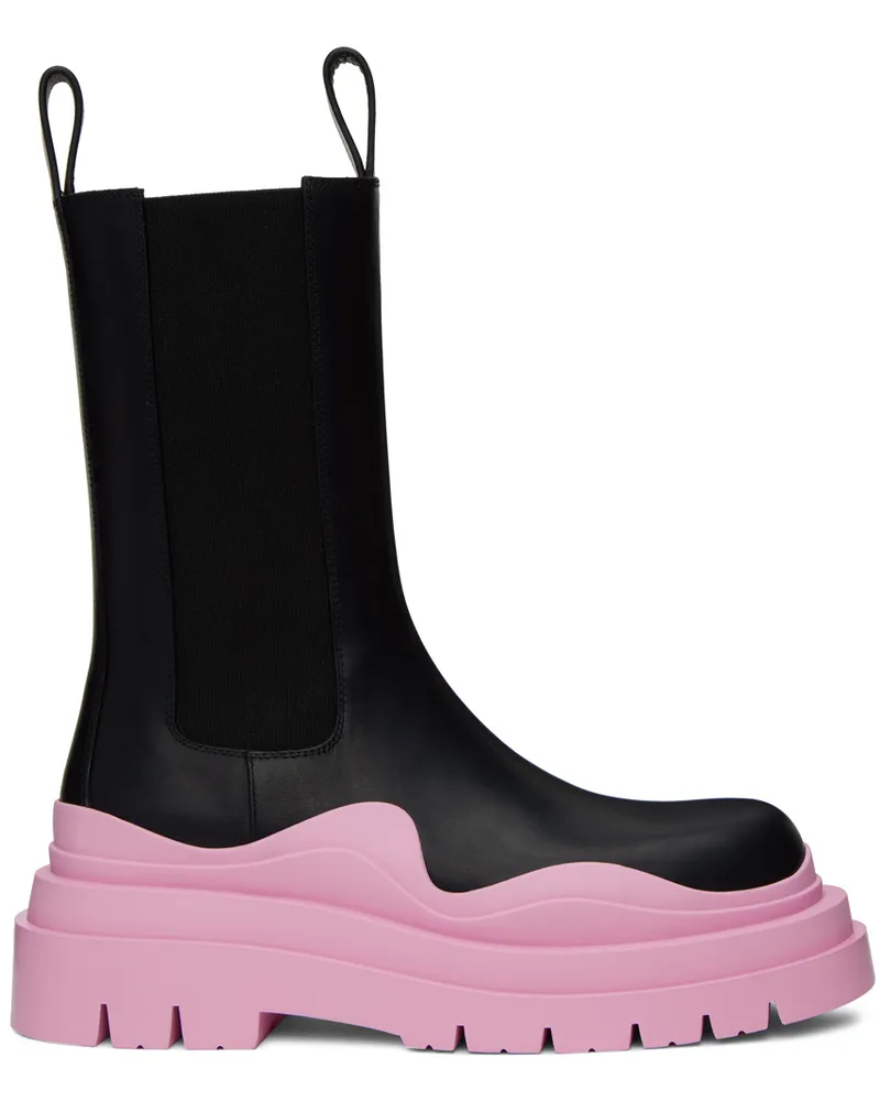 Bottega Veneta Black & Pink Tire Chelsea Boots Black-gl-gl