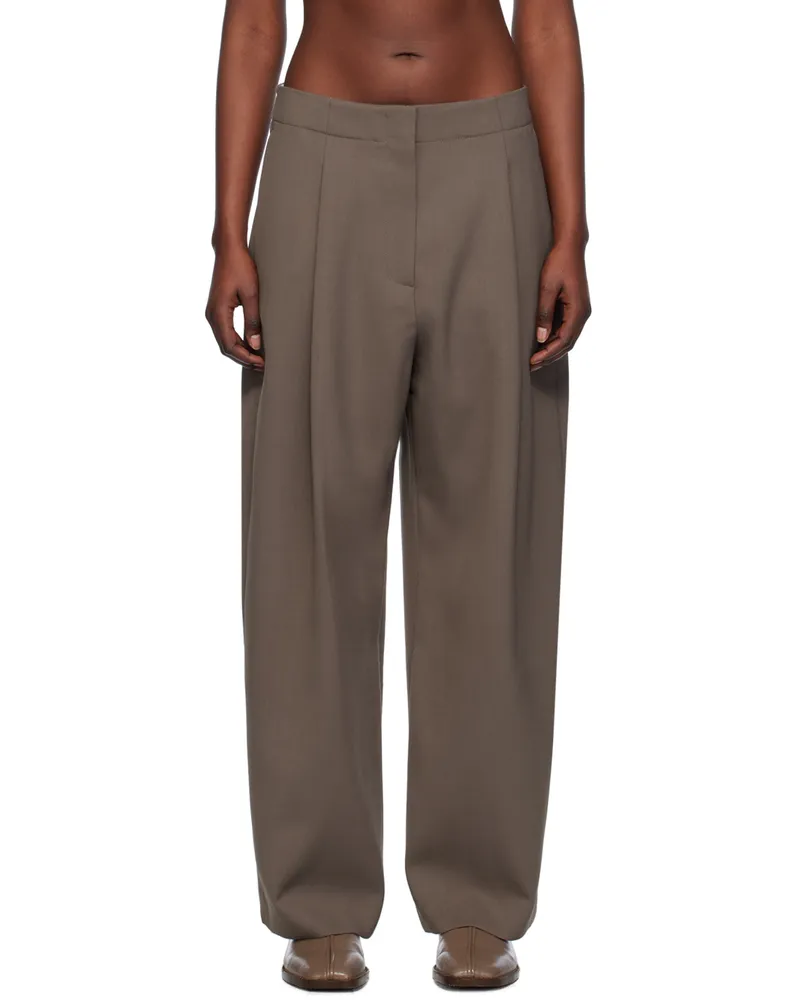 Studio Nicholson Brown Pleated Trousers Rock