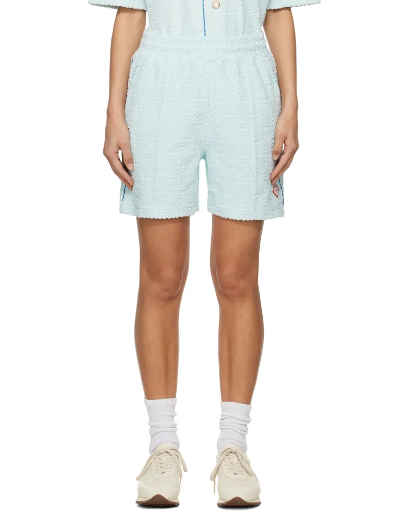 Casablanca Paris Blue Monogram Towelling Shorts Light
