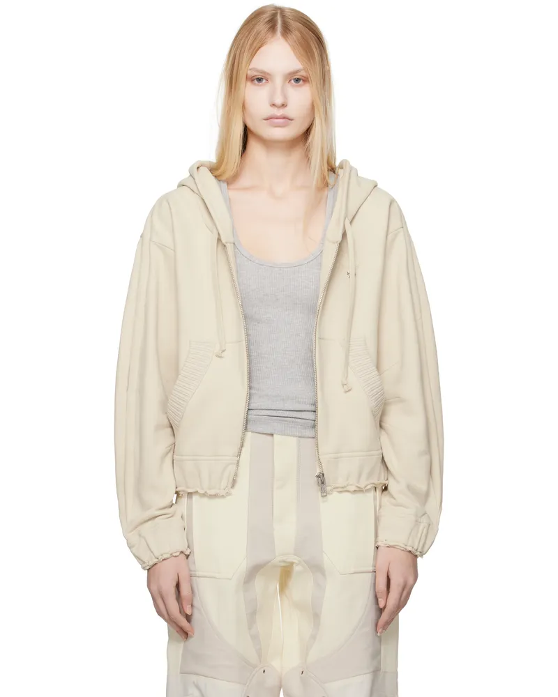 Moncler Moncler x Willow Smith Beige Zip-Up Eyelet Cotton Hoodie 051