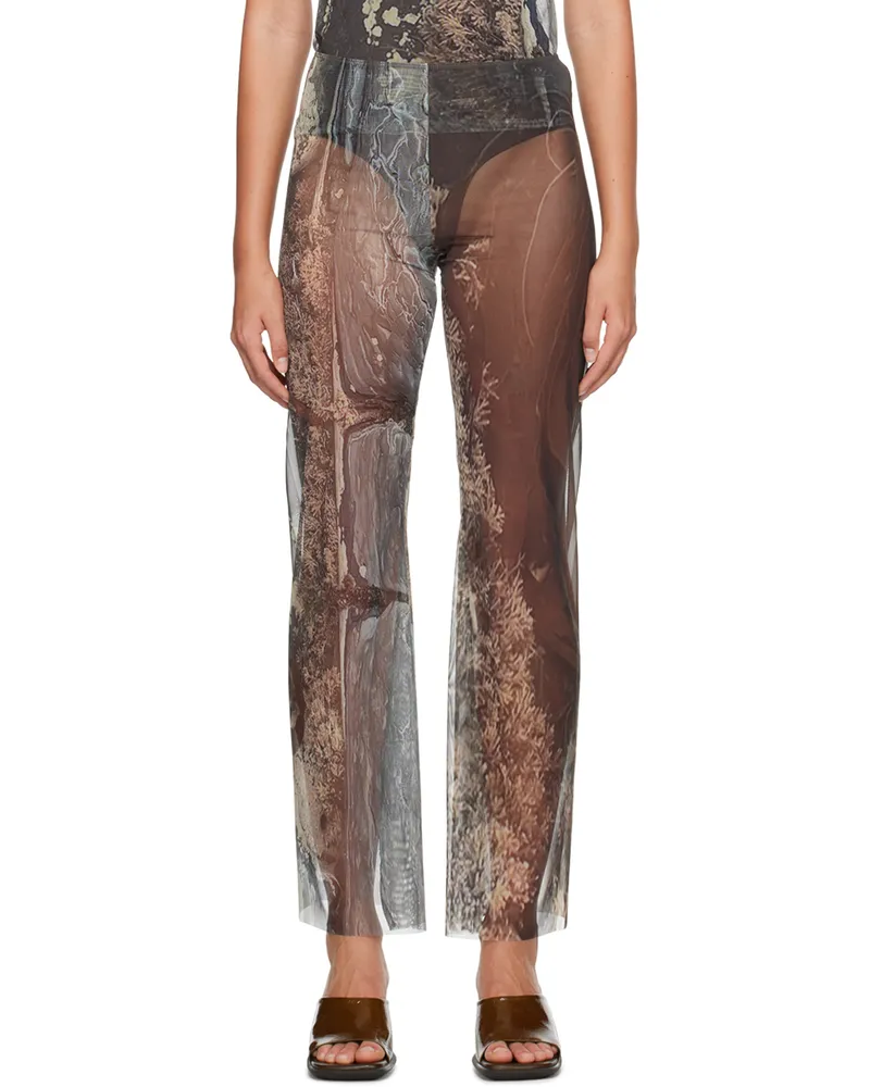 ELLISS Brown Rock Pool Trousers Print